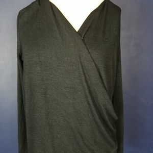 Banana Republic Jersey Faux-Wrap Shirt Black Women